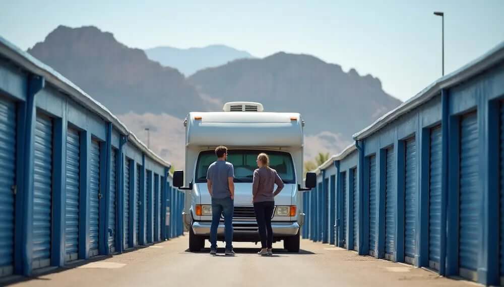 Couple using RV Storage in Colorado near the Rocky Mountains