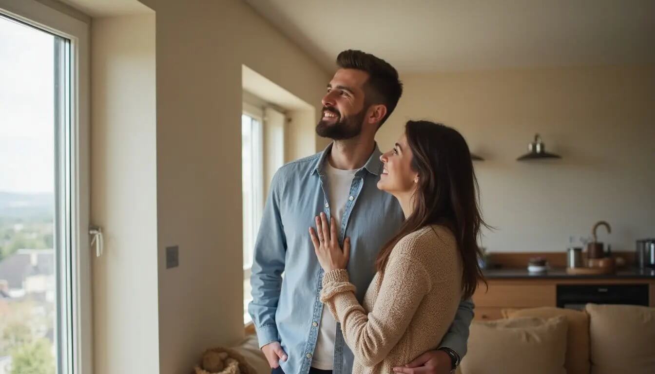 Couple in their first apartment