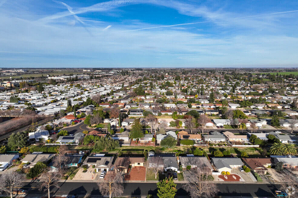 aerial view of neighborhoods moving to vacaville ca