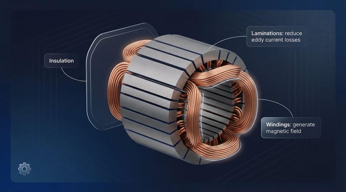 Motor stator laminations and copper windings material selection