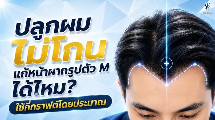 ปลูกผมไม่โกนแก้หน้าผากเว้ารูปตัว M ที่ The Skin Clinic