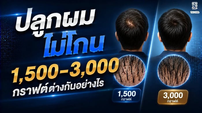 เปรียบเทียบจำนวนกราฟต์ปลูกผมไม่โกน 1500 2000 3000