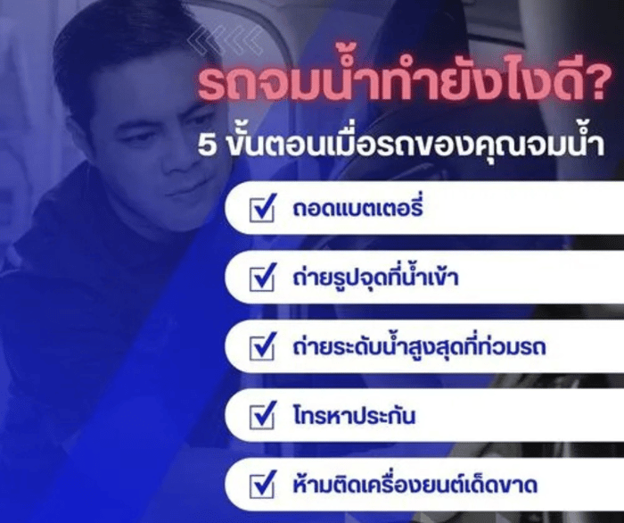 รถจมน้ำ ทำยังไงดี : 5 ขั้นตอนเมื่อรถของคุณจมน้ำ