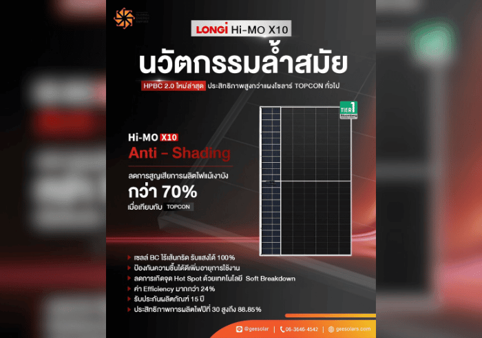 แผงโซลาร์เซลล์ Hi-MO X10 นวัตกรรมแผงโซลาร์ประสิทธิภาพสูง เทคโนโลยีล่าสุดแห่งอนาคตพลังงานสะอาด