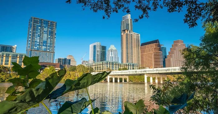 Skyline of Austin, TX, showing one of the best neighborhoods in Austin to live in