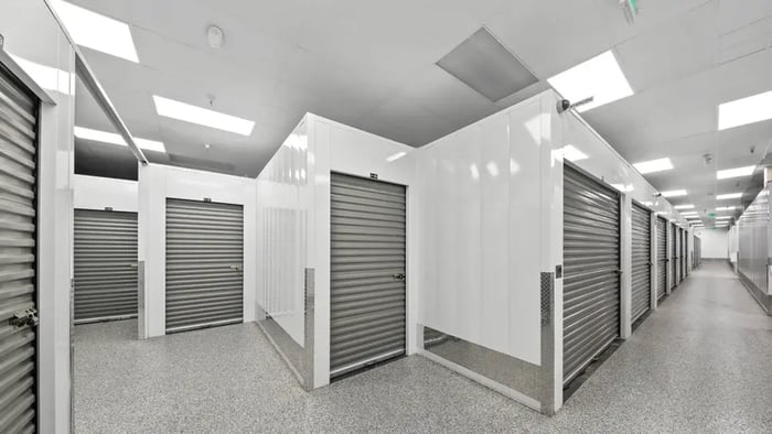 Hall view of indoor units at storage in Sacramento