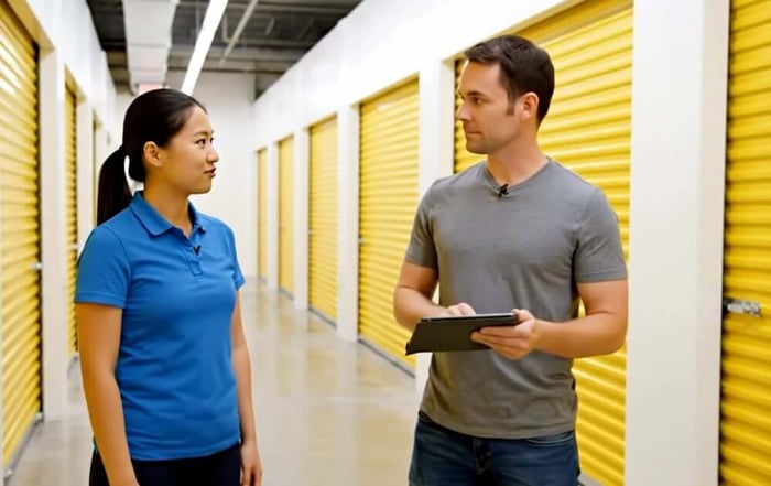 Woman Finding Man a 10x25 Storage Unit at Storage Star