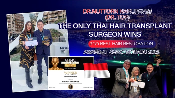 “Dr. Top” The Only Thai Hair Transplant Surgeon Wins the Global Best Hair Restoration Award at AMWC 2025