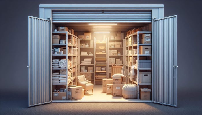 Warehouse storage units Edmonton with boxes and furniture