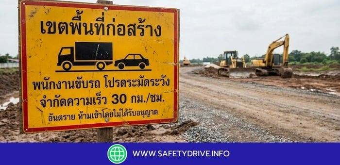 ป้ายเตือนในเขตก่อสร้างที่พนักงานขับรถ “ต้องรู้จริง”