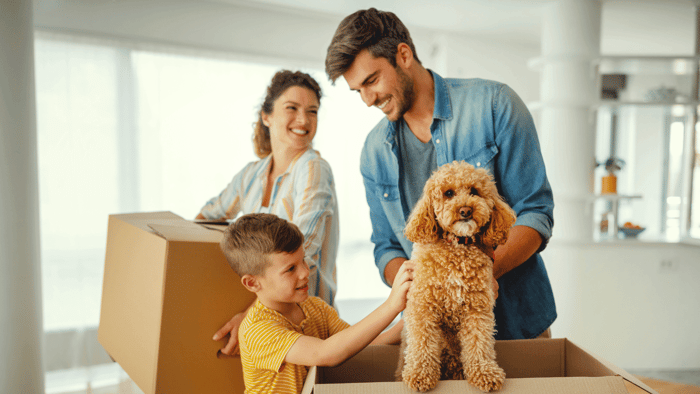 Family packing boxes and using self storage for easy relocation
