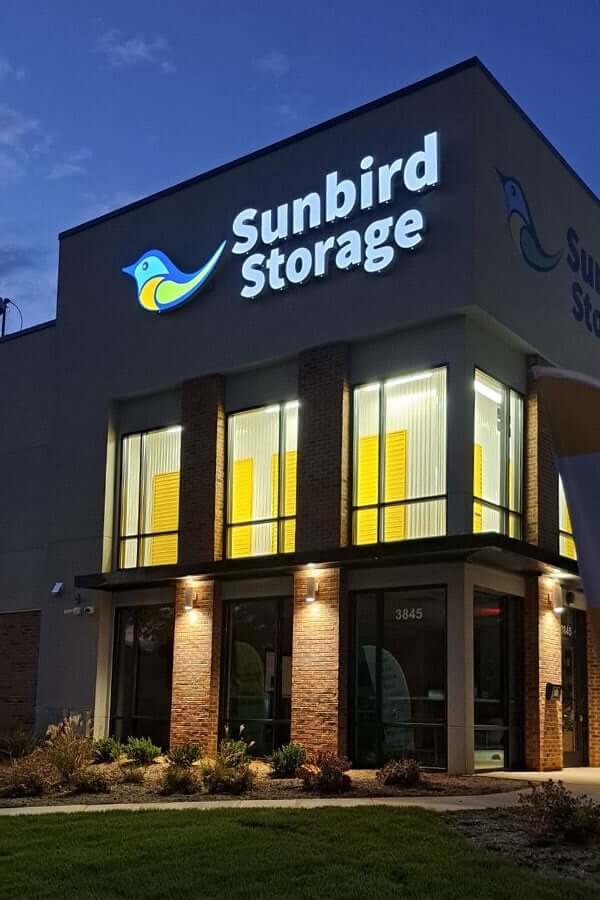 Sunbird Storage in Winston Salem, NC Exterior at Night
