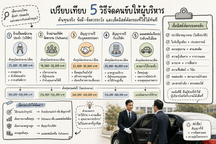 บริษัทจัดคนขับผู้บริหารอย่างไร? : 5 โมเดล พร้อมเทียบต้นทุน
