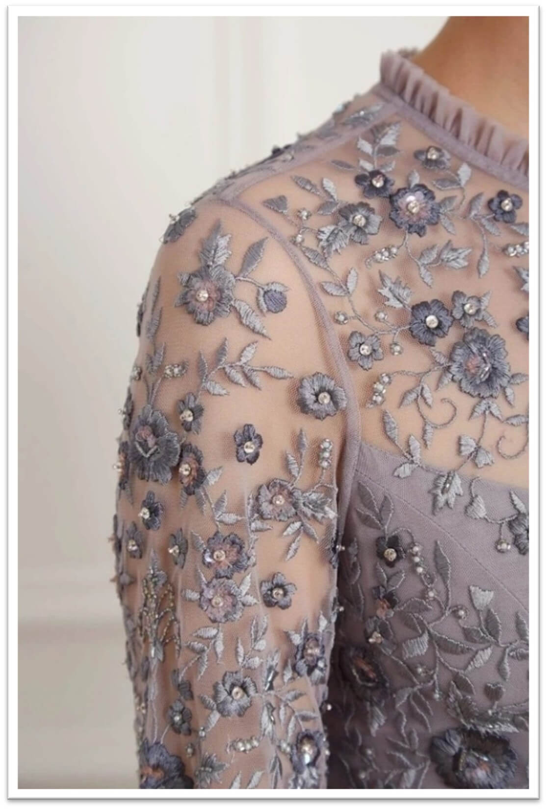 Focus the 3D lace on focal points like the bust, shoulders, or hemline for maximum visual effect without overwhelming the design.