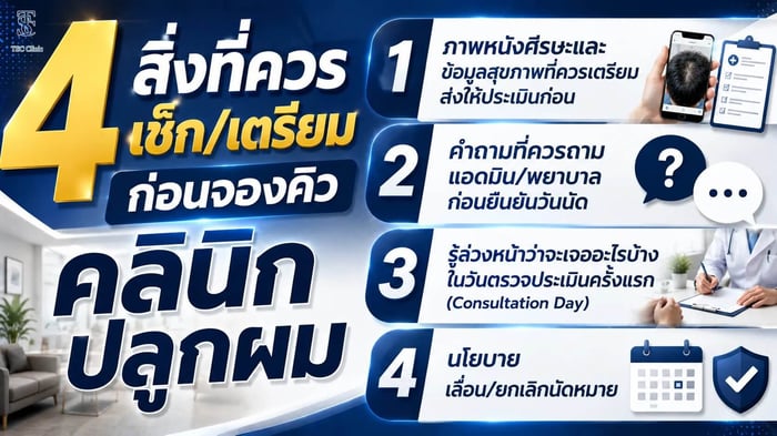 4 สิ่งที่ควรเช็กก่อนจองคิวคลินิกปลูกผม