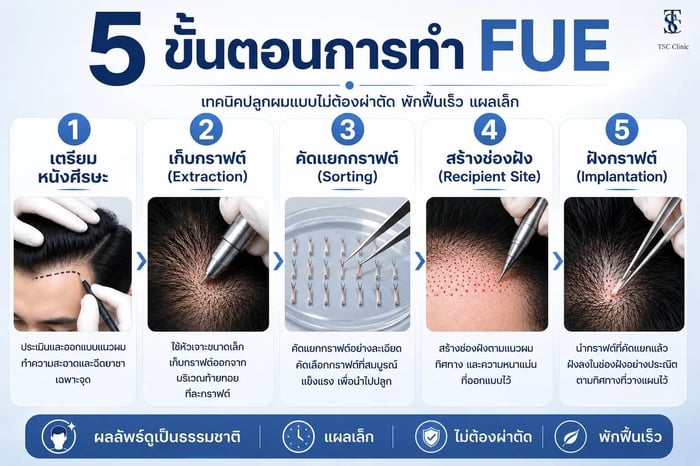 ขั้นตอนการปลูกผม FUE