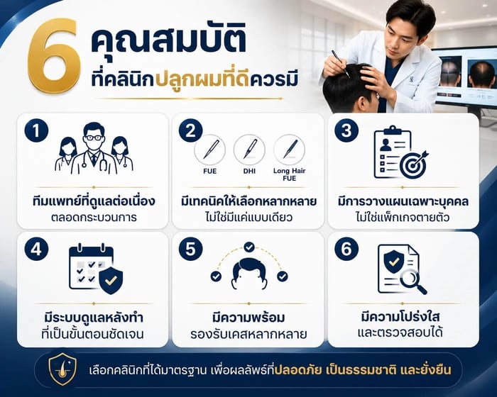 6 คุณสมบัติที่คลินิกปลูกผมที่ดีควรมี
