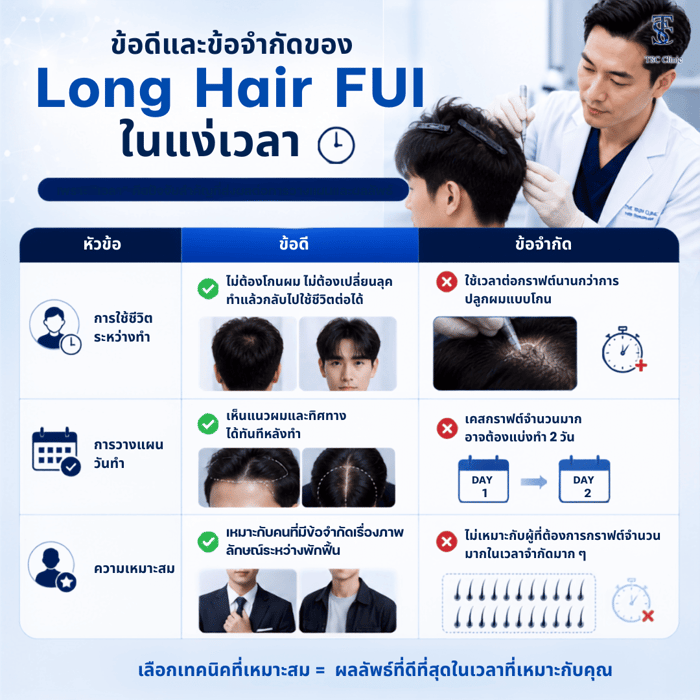 ข้อดีและข้อจำกัดของ Long Hair FUI ในแง่เวลา