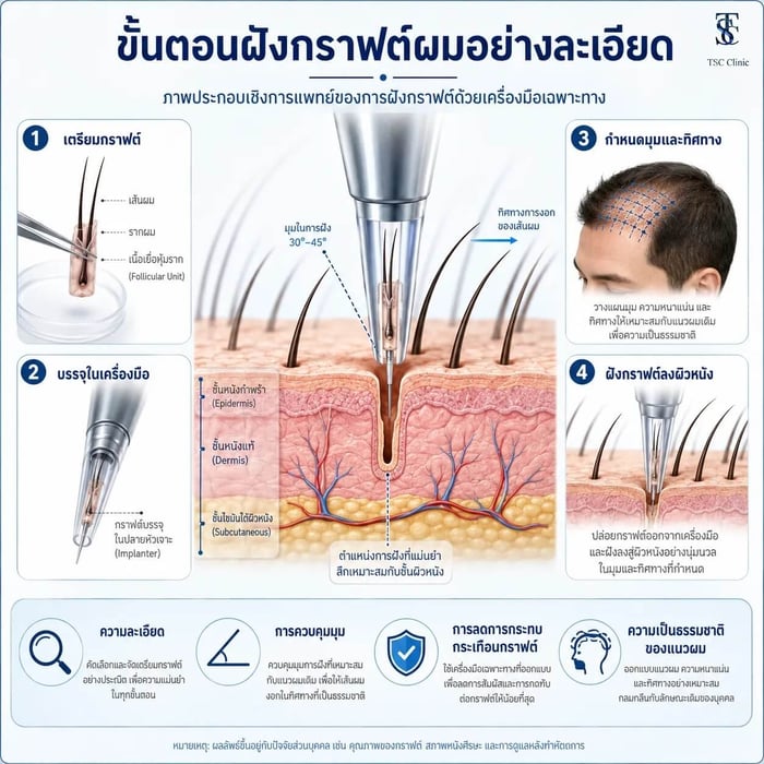 ปลูกผม FUI เทคนิคฝังกราฟต์ผมอย่างละเอียดสำหรับเคสเฉพาะทาง