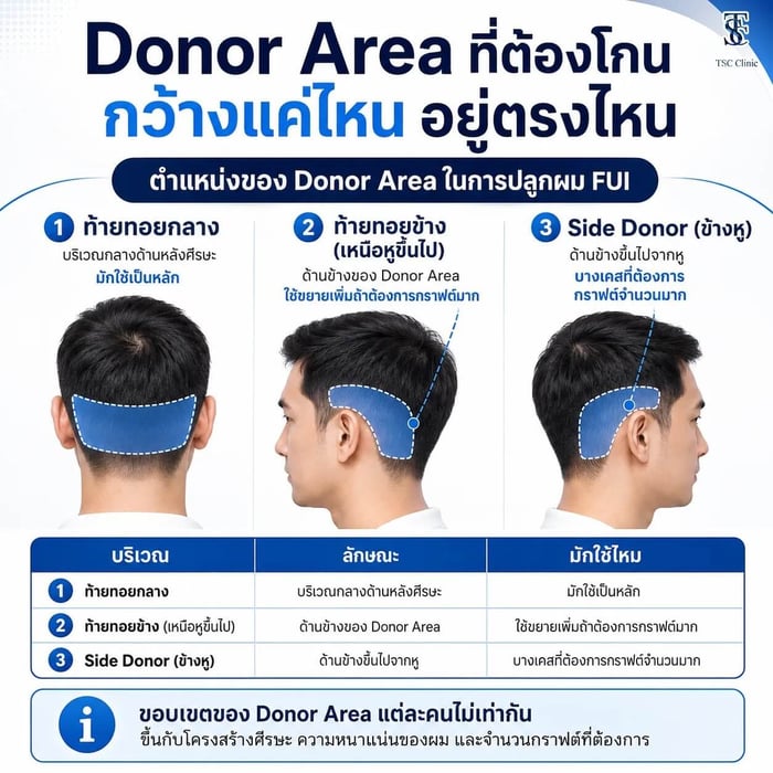 Donor Area ที่ต้องโกน กว้างแค่ไหน อยู่ตรงไหน
