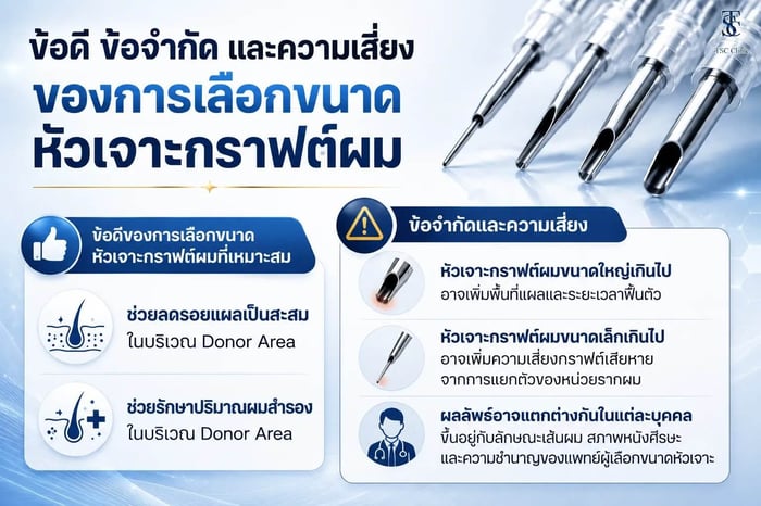 ผลกระทบของขนาดหัวเจาะต่อรอยแผลเป็น Donor Area