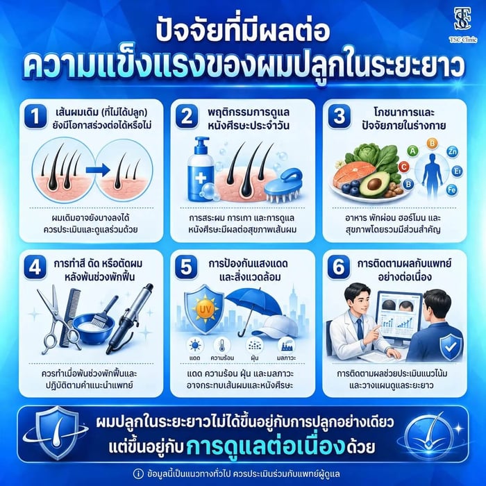 ปัจจัยที่มีผลต่อความแข็งแรงของผมปลูกในระยะยาว