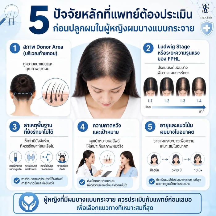 การประเมิน Donor Area ผู้หญิง FPHL ก่อนปลูกผม