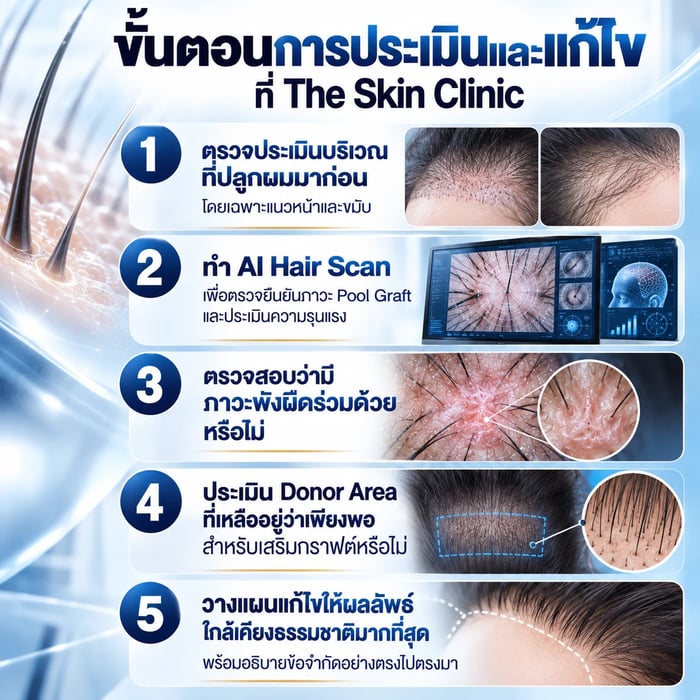 ขั้นตอนการประเมินและแก้ไขกราฟต์ไม่ติดแนวหน้าผู้หญิงที่ The Skin Clinic