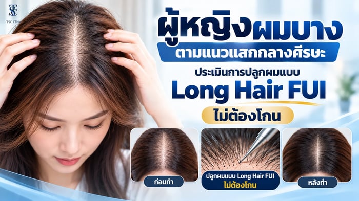 ปลูกผมไม่โกนกลางศีรษะ ประเมินการปลูกผมแบบ Long Hair FUI ไม่ต้องโกน