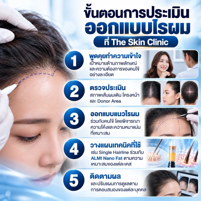 ขั้นตอนการประเมินและออกแบบไรผมผู้หญิงที่ The Skin Clinic