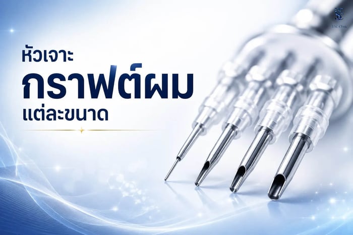 เปรียบเทียบขนาดหัวเจาะกราฟต์ผมแบบต่างๆ
