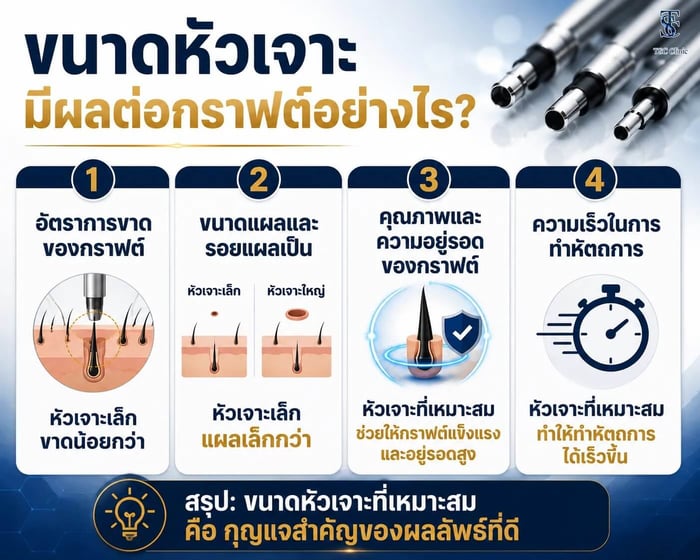 ช่วงขนาด Punch ปลูกผม FUE ที่ใช้ทั่วไป 0.6-1.2 มิลลิเมตร