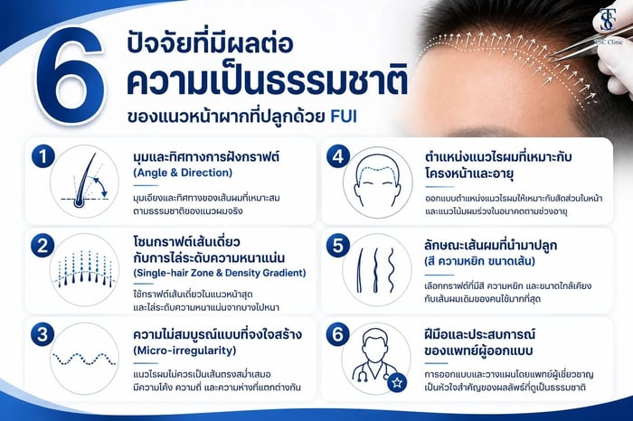 6 ปัจจัยที่มีผลต่อความเป็นธรรมชาติของแนวหน้าผากที่ปลูกด้วย FUI