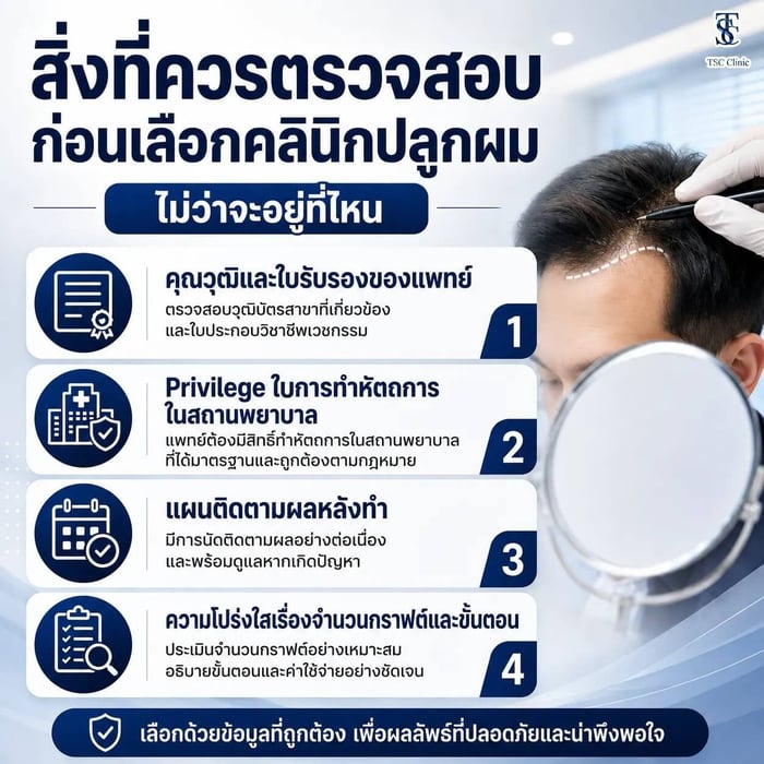 สิ่งที่ควรตรวจสอบก่อนเลือกคลินิกปลูกผม ไม่ว่าจะอยู่ที่ไหน