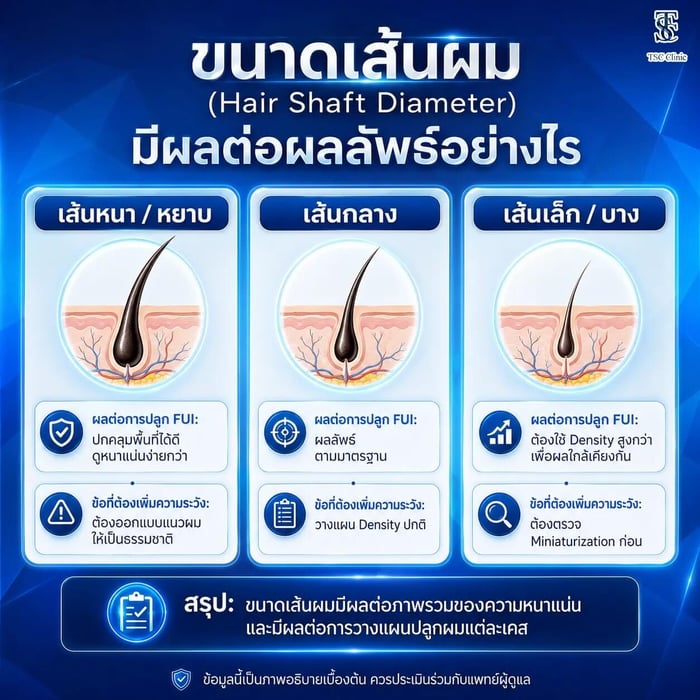 ขนาดเส้นผม (Hair Shaft Diameter) — มีผลต่อผลลัพธ์อย่างไร