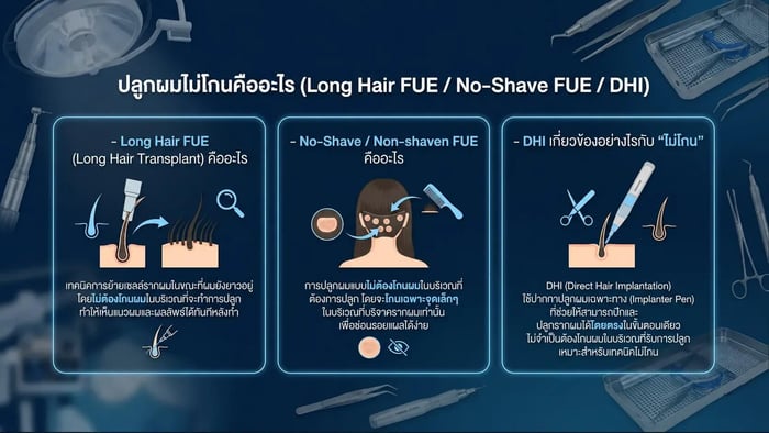 ปลูกผมไม่โกน Long Hair Transplant คืออะไร