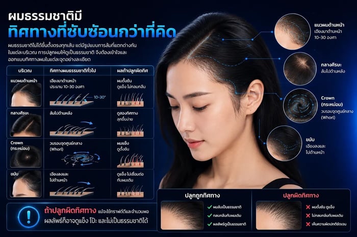 การทำงานของ Implanter Pen ในการควบคุมมุมองศาและทิศทางผม