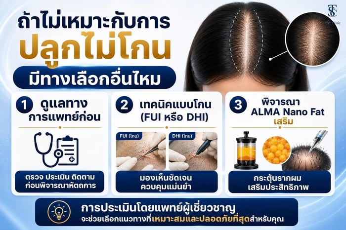 สังเกตแสกกว้างเบื้องต้นก่อนปรึกษาแพทย์ปลูกผม