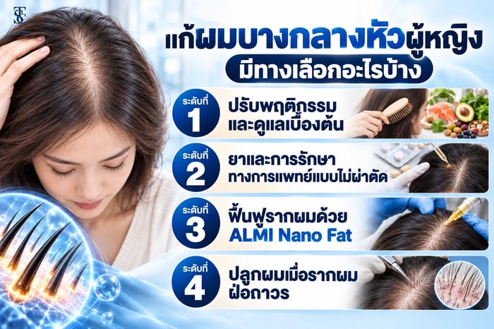 แก้ผมบางกลางหัวผู้หญิง มีทางเลือกอะไรบ้าง