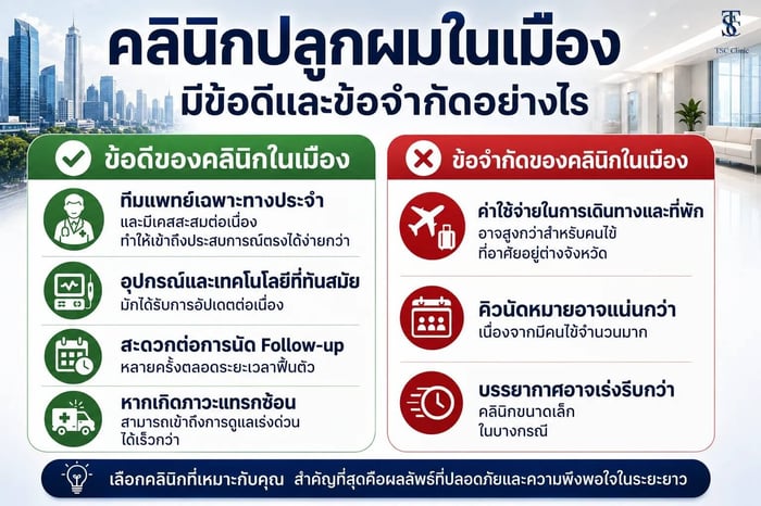 คลินิกในเมือง ทีมแพทย์และอุปกรณ์มาตรฐาน