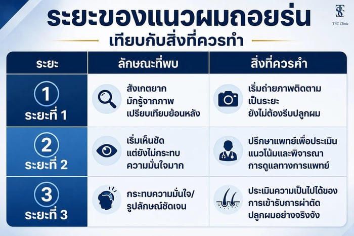 ระยะของแนวผมถอยร่น เทียบกับสิ่งที่ควรทำ