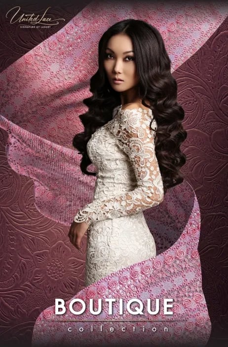 ผ้าลูกไม้ Boutique ร่วมสมัยกับลวดลายดอกไม้แบบดั้งเดิม นักออกแบบในปัจจุบันได้นํารูปแบบต่าง ๆ ลวดลายที่เป็นคําอธิบายเบ็ดและการประดิษฐ์ที่ละเอียดอ่อนเข้าไปในผ้าลูกไม้เพื่อให้ได้รูปแบบที่ทันสมัยการประดิษฐ์