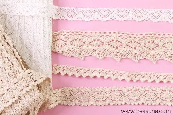 Crocheted Lace is a bit heavier than other laces and has a natural organic look. Machine-made crocheted lace is typically made from cotton fibers making it easy to dye in brilliant colors to match any garment.