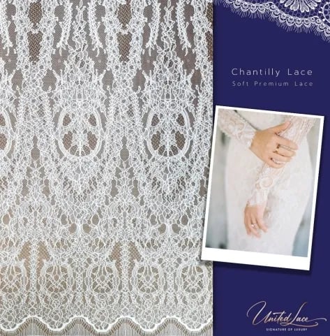 ผ้าลูกไม้สำหรับชุดแต่งงานที่แนะนํา คือ ผ้าลูกไม้ Chantilly Lace : แรงบันดาลใจจากสไตล์วินเทจ