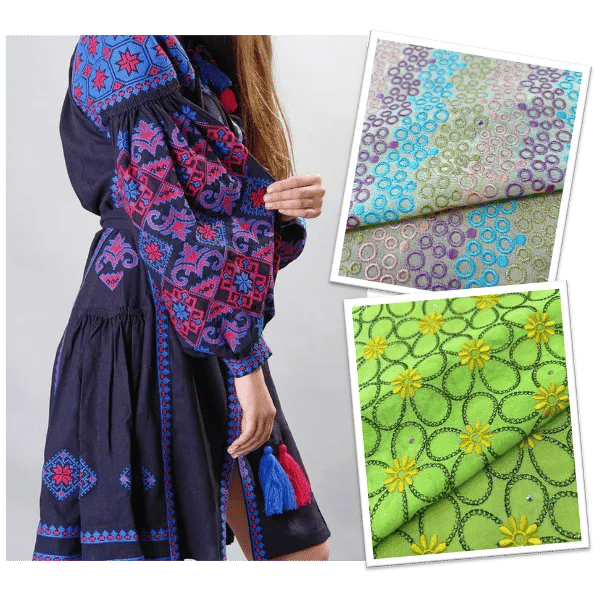 An exciting feature of Chinon Silk lace is position printing—a technique that allows precise designs to be printed on select parts of the fabric