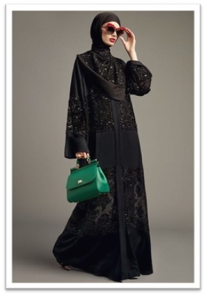 A monochrome abaya with tonal lace overlays offers subtle sophistication suitable for both daily wear and formal events