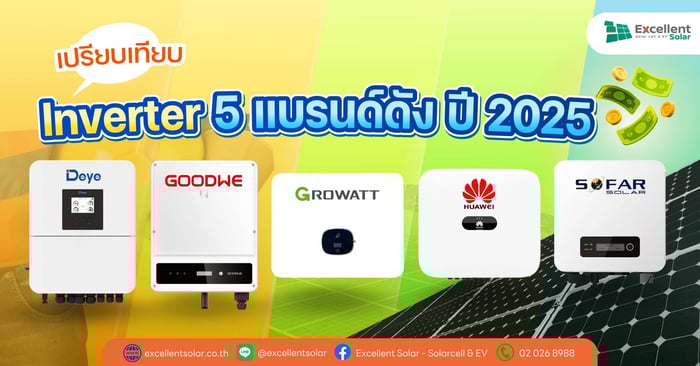เปรียบเทียบอินเวอร์เตอร์โซล่าเซลล์ยอดนิยม ปี 2025: Deye | Huawei | Growatt | GoodWe | Sofar