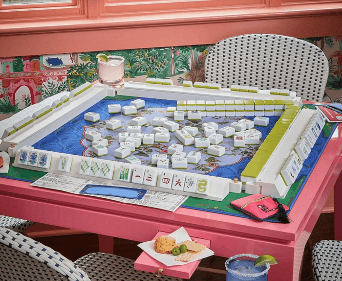 Mahjong Game Room Table with Oh My Mahjong Tiles