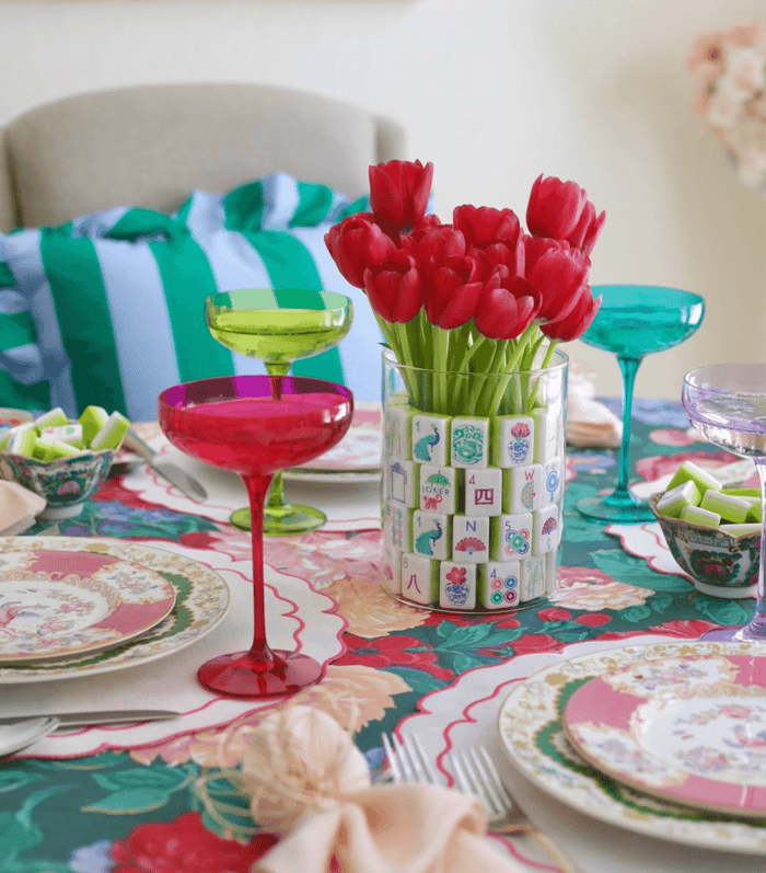 Mahjong Game Room Vase and Flowers