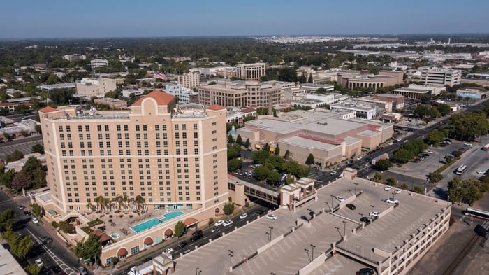 Aerial view of Modesto, CA